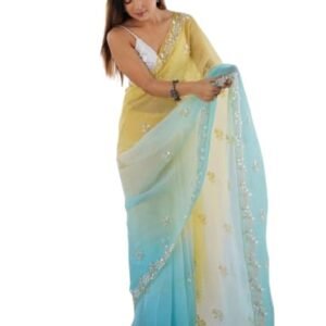 Saree For Women's Pure Soft Silk Letest New Fabric With Heavy Embroidery Threads Codding & Sequins Work Party Wedding Sadi Bollywood Wear