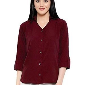 Leriya Fashion Women's Summer Cotton Plain Tops 3 4 Flare Sleeve Tie Knot Loose Casual Tops
