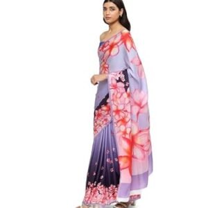Satya Paul Purple Lavender Cotton Printed Saree for Women