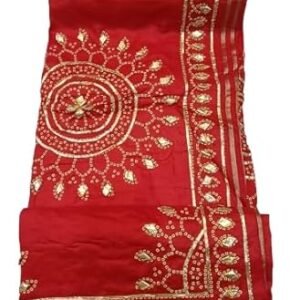 Handloom Gajji Sambalpuri Silk Bandhnai Printed Gotta Work Red Color Traditional Festival Use