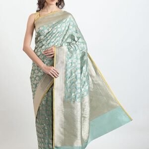 THE WEAVERS SHOP BY RAAVI Brocade Pure Katan Silk Banarasi Silk Saree Original, Handloom Saree Silk, Banarasi Saree for Women, Pure Silk Sarees for Women Original with Unstitched Blouse Piece