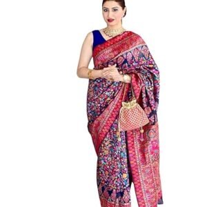 Women's anjivaram Pure Soft Silk Handloom Saree Pure Golden Zari With Blouse Piece