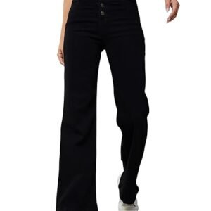 Dolce Crudo Women's Wide-Leg High-Rise Stretchable Patch-Pocketed Denim Jeans