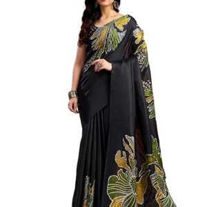 SIRIL Women's Cotton Printed Saree With Unstitched Blouse Piece