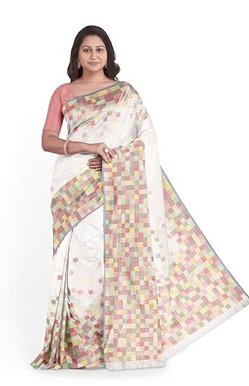 RKRIT Bengalore Silk and Pure Cotton Women's Handloom,White5