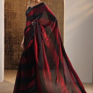 Womens Embellished Satin Saree With Blouse Piece