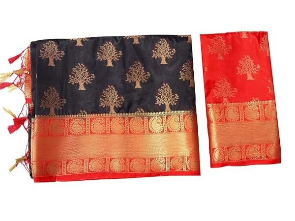 samosa Women's Kanjivaram Silk Saree With Blouse Piece (4309-312-R - Image 6