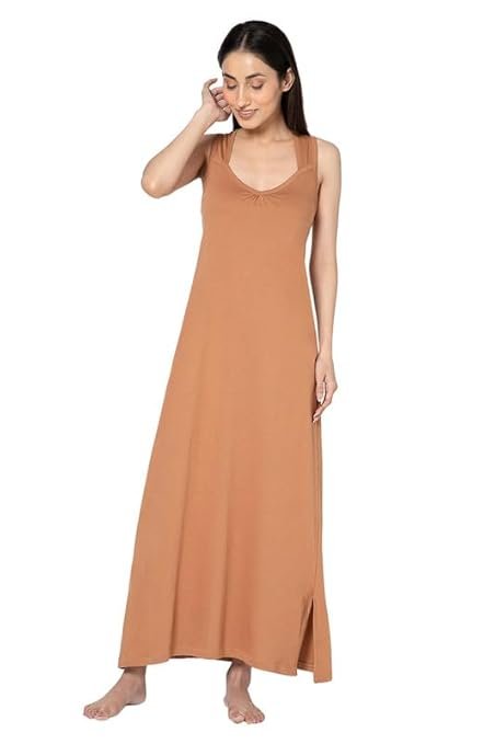 INTIMACY LINGERIE Full-Length Cotton Night Slip for Women Sleeveless Maxi Nighty for Women Comfortable Everyday Wear for Women Non-Adjustable Broad Strap, Pair with Nightgowns and Nighties