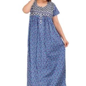 Women Flower Printed Casual Wear Cotton Nighty - Gown-MFNT5014