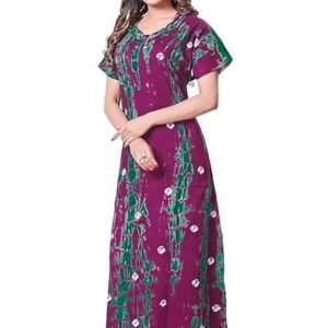KBNBJ Nighty for Women Cotton Printed Maxi Gown Ankle Length Nighty Night Dress Gown for Women Maxi - Free Size (Tie Dye)