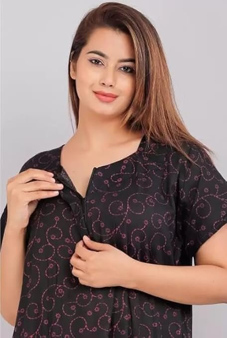 NILOUFO Women’s Cotton Printed Maxi Nighty – Pack of 2 Soft Ankle-Length Night Dresses | Free Size Sleepwear Gowns for Women - Image 4