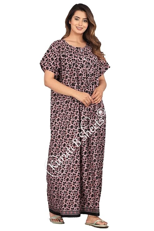Kuruti B Sheets Women's Cotton Nighty for Women Long Maxi Night Gown Nighty Dress Stylish Super Soft Comfortable - Image 4