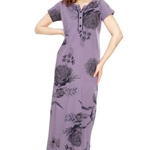 ZEYO Women's Cotton Floral Printed Maxi Long Nighty for Women Stylish 5831