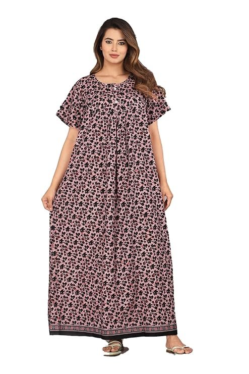 Kuruti B Sheets Women's Cotton Nighty for Women Long Maxi Night Gown Nighty Dress Stylish Super Soft Comfortable