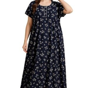 Bahumaan Pure Cotton Nighty for Women Floral with Pocket Free Size | Maxi Dress for Women Cotton | Night Dress for Woman Gown | Nighty for Women Stylish