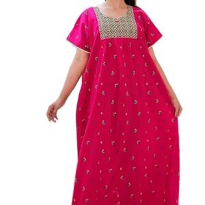 G4Girl Pure Cotton Embroidery Nighty for Women's | Night Gown | Nighty | Nightdress | Maxi | Sleepwear | Jaipuri Nighty | Nighties | Gown