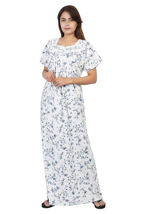 Himanshu Handloom Women's Cotton Printed Maxi Nighty