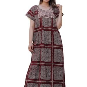 G4Girl Pure Cotton Embroidery Nighty for Women's | Night Gown | Nighty | Nightdress | Maxi | Sleepwear | Jaipuri Nighty | Nighties | Gown